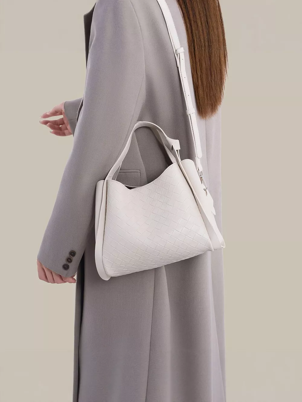 Textured Crossbody Bag with Versatile Top Handle