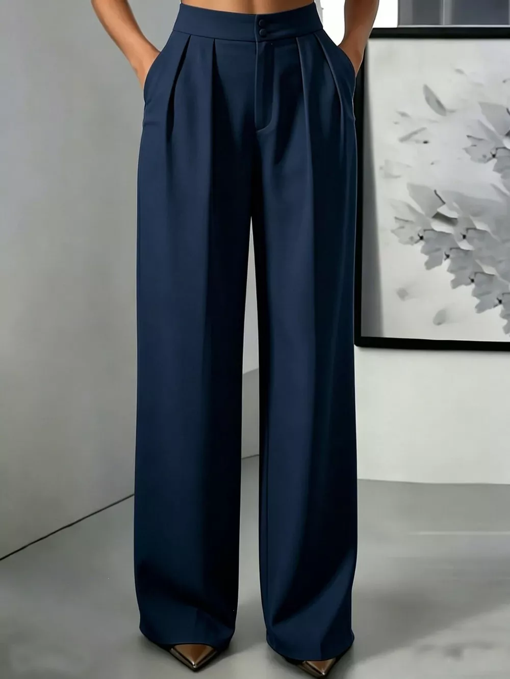 High-Waisted Pleated Wide-Leg Pants, image 13