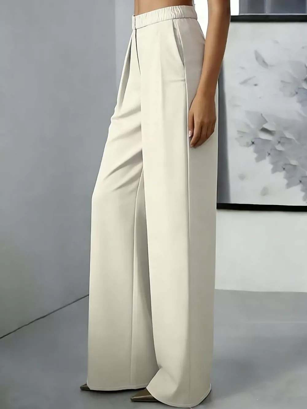 High-Waisted Pleated Wide-Leg Pants, image 2