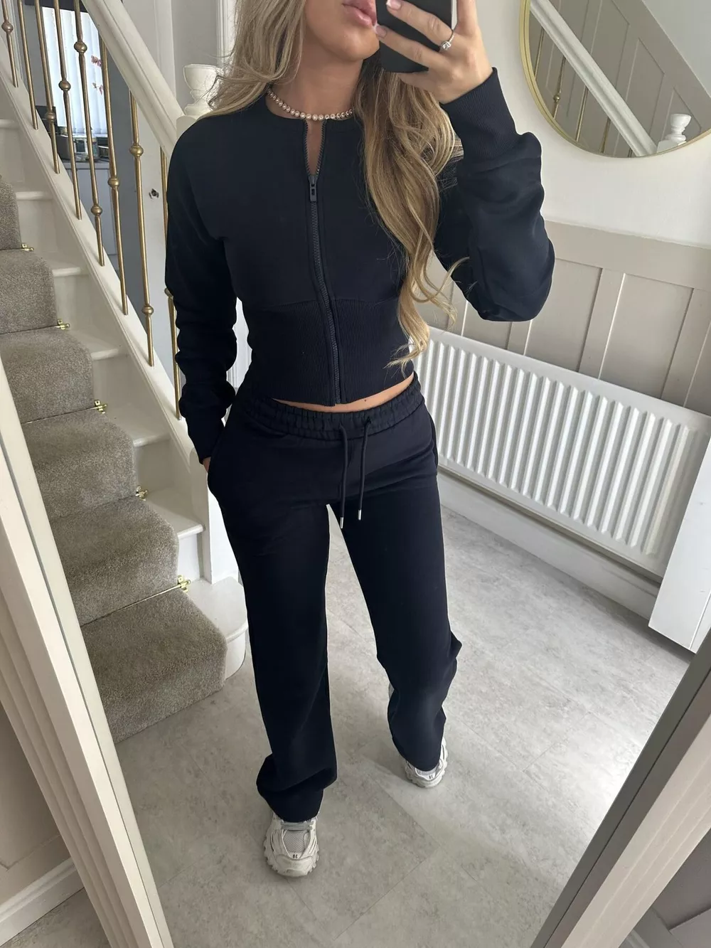 Zip-Up Crop Hoodie and High-Waisted Pants Set, image 6