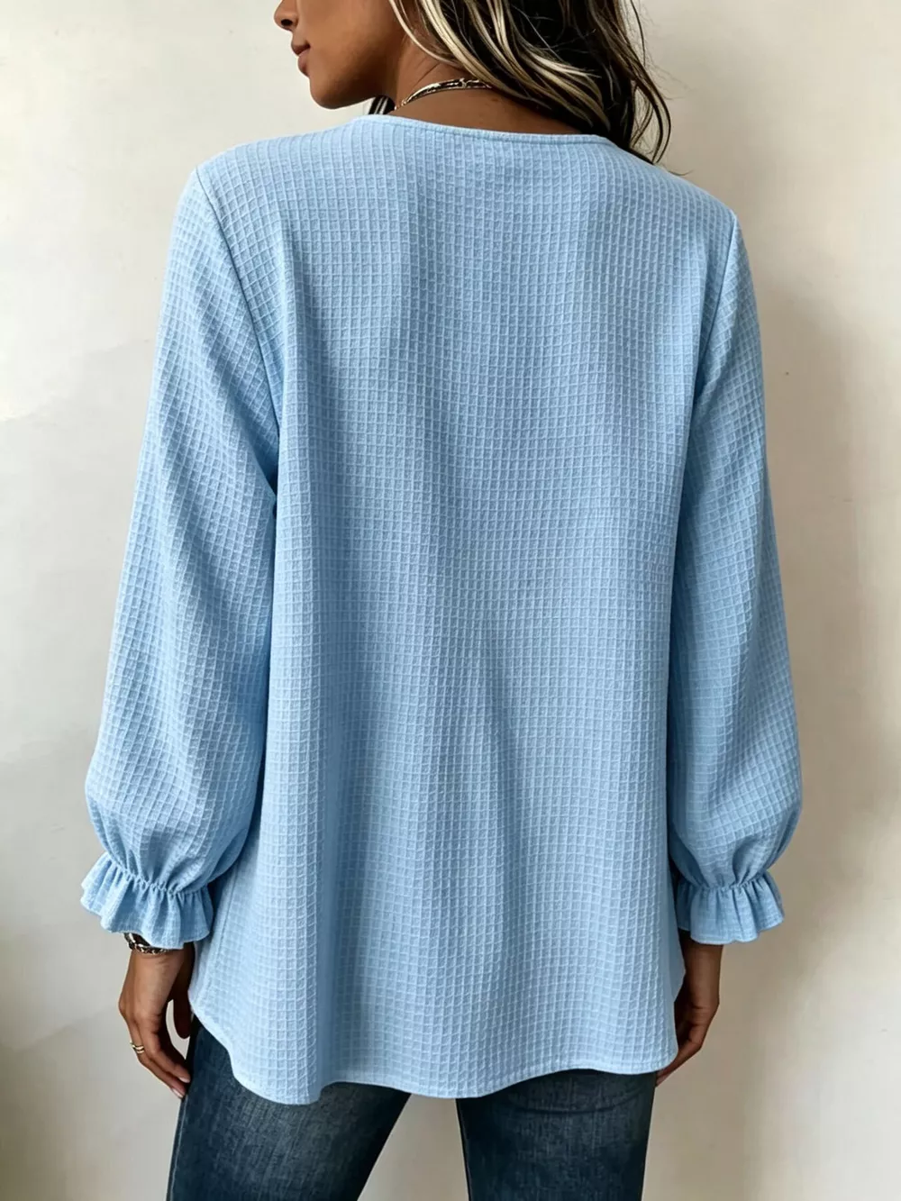 Waffle Knit Long Sleeve Top, image 13