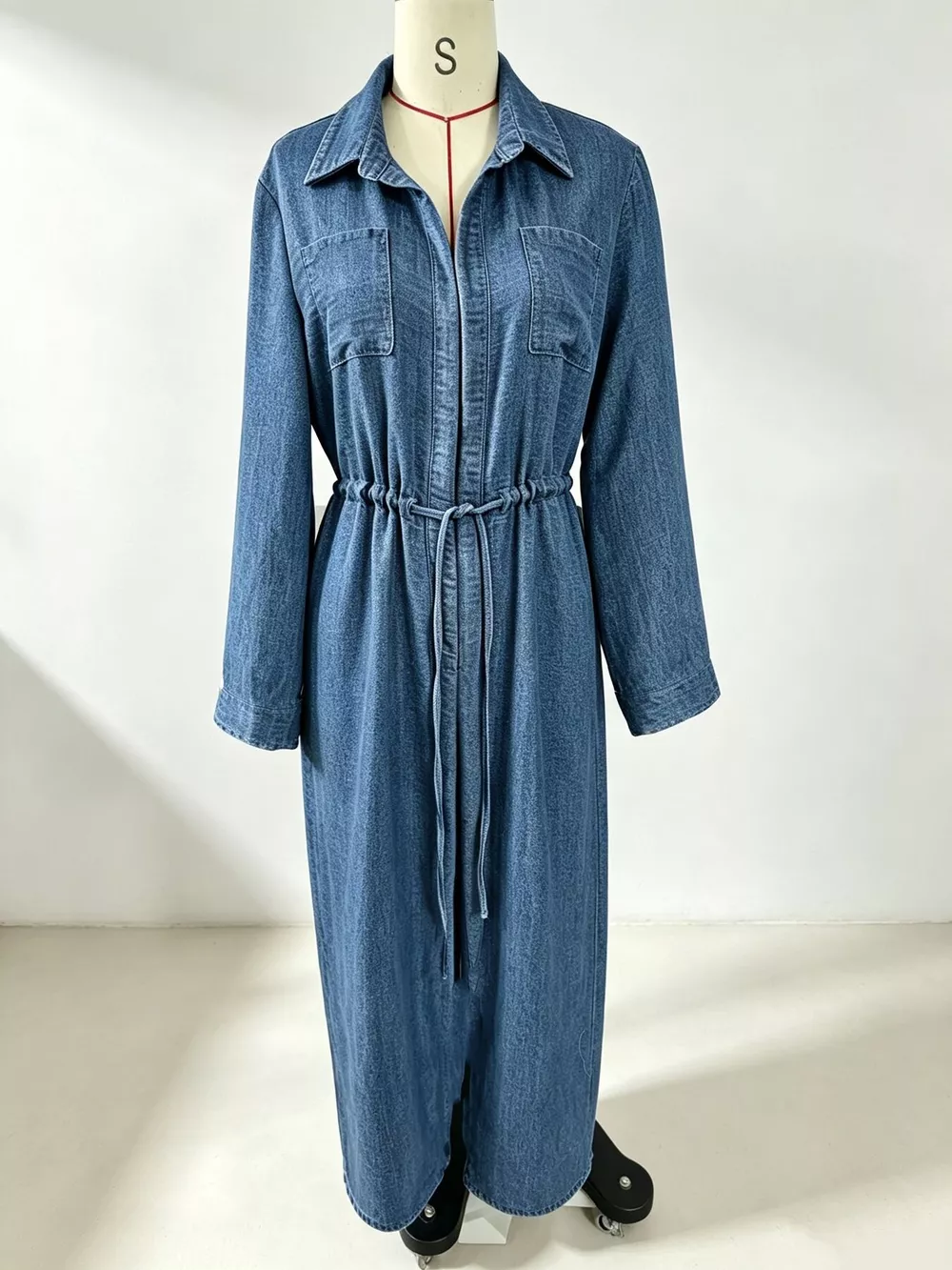 Full Size Button Front Long Sleeve Shirt Dress Plus Size, image 5