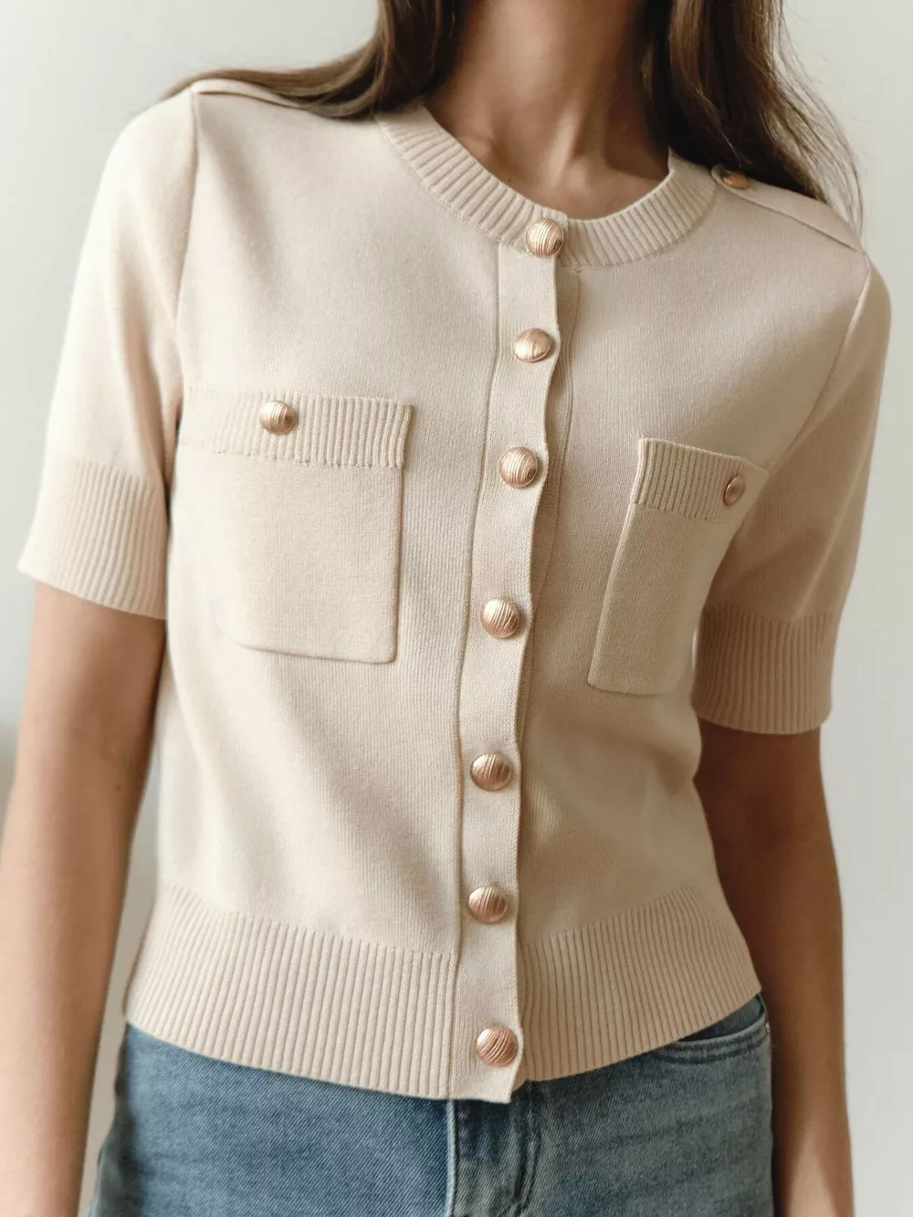 Button-Down Short Sleeve Cardigan, image 3