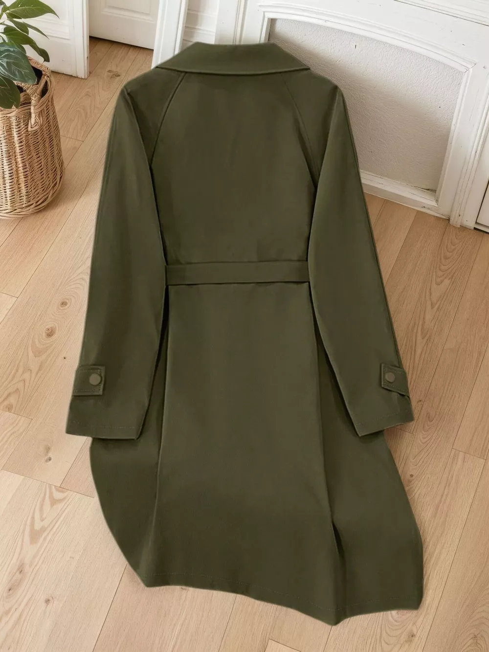 Lapel Collar Longline Trench Coat, image 14