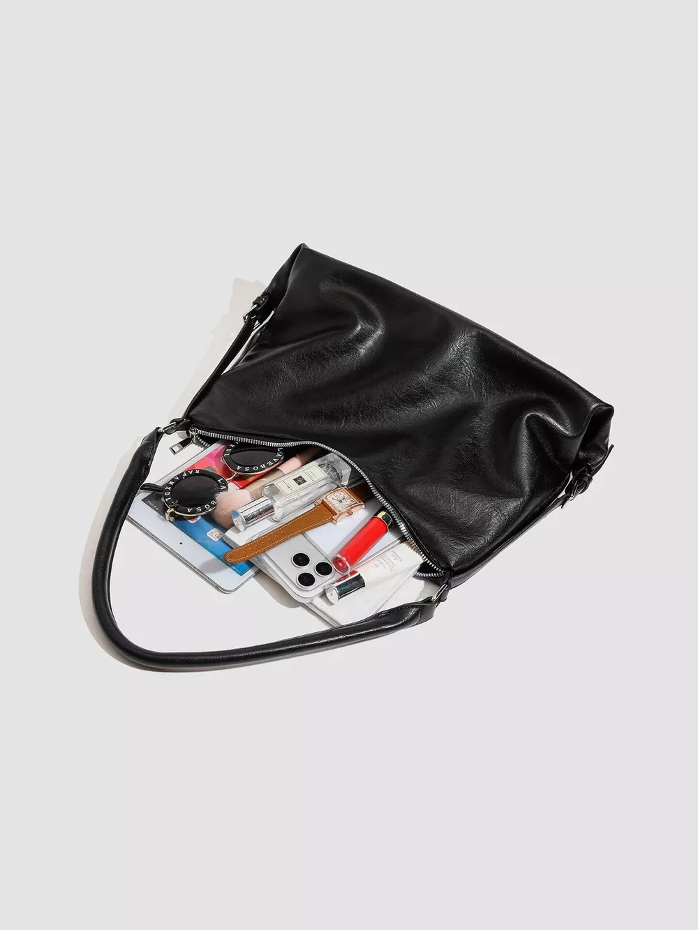 PU Leather Shoulder Bag with Decorative Charm, image 6