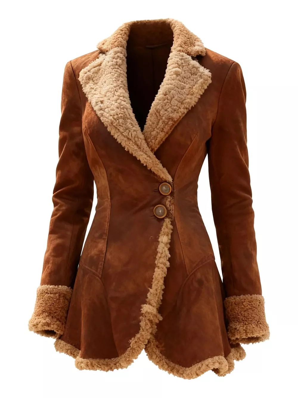 Vintage Suede Sherpa Trimmed Winter Coat, image 4