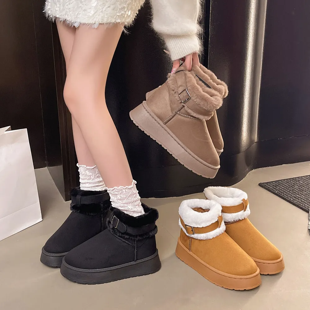 Round Toe Platform Fleece-Lined Winter Boots, image 2