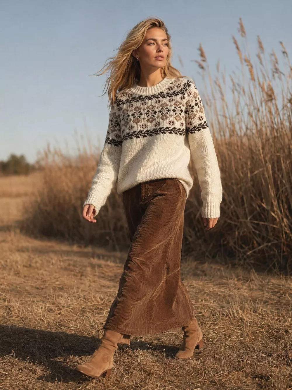 Fair Isle Patterned Round Neck Sweater, image 3