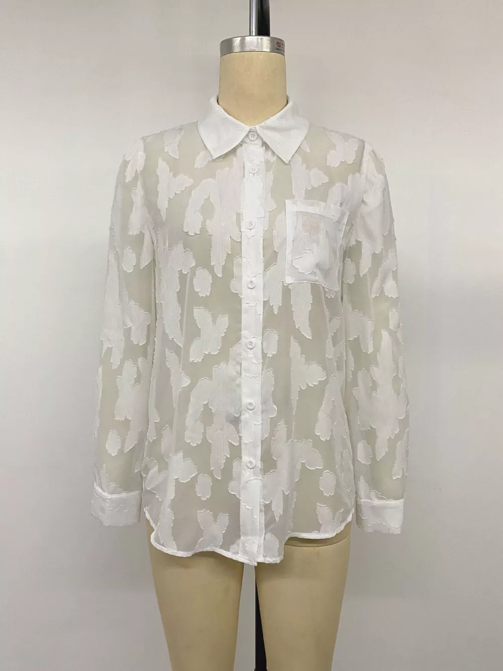 Sheer Button-Down Shirt, image 12