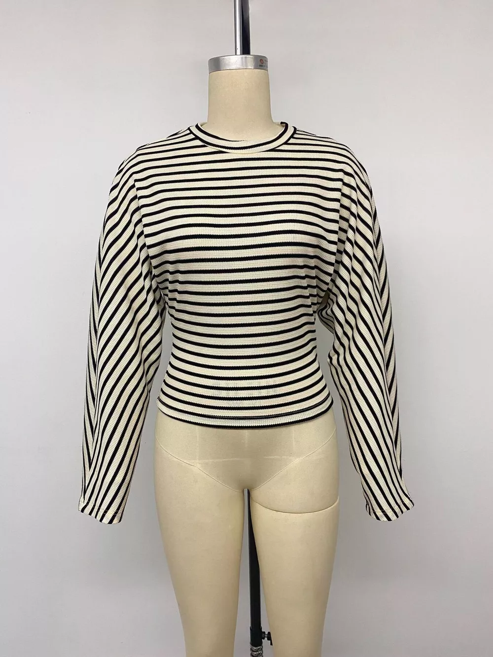 Striped Batwing Sleeve Crew Neck T-Shirt, image 12