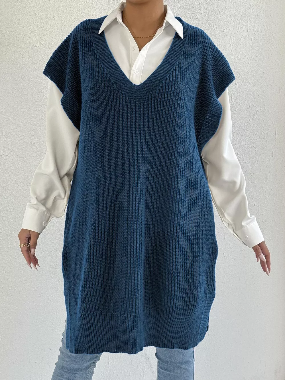 Oversized V-Neck Sweater Vest, image 13