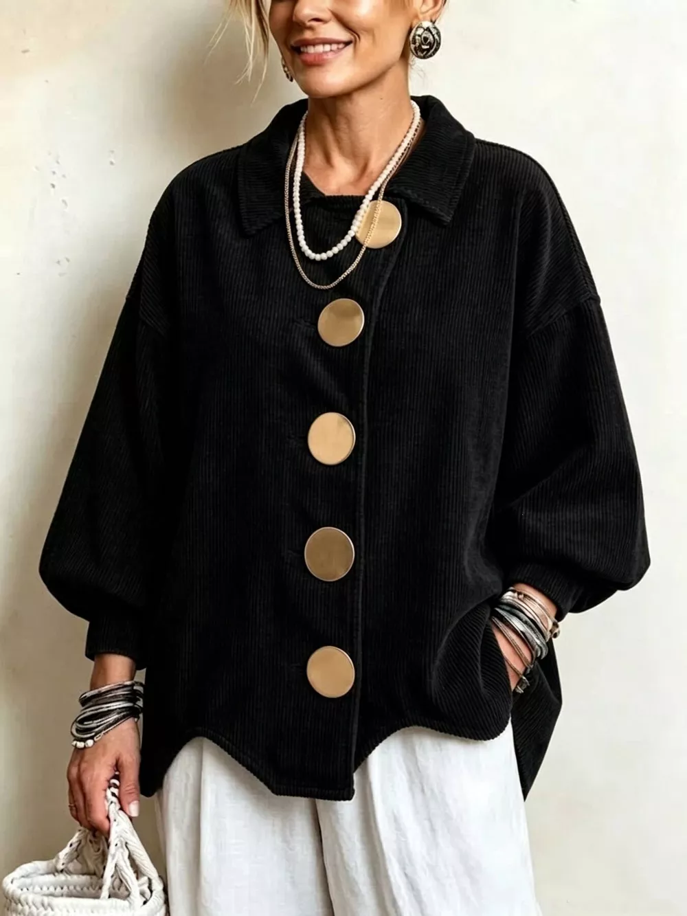 Full Size Corduroy Button-Down Jacket Plus Size, image 9