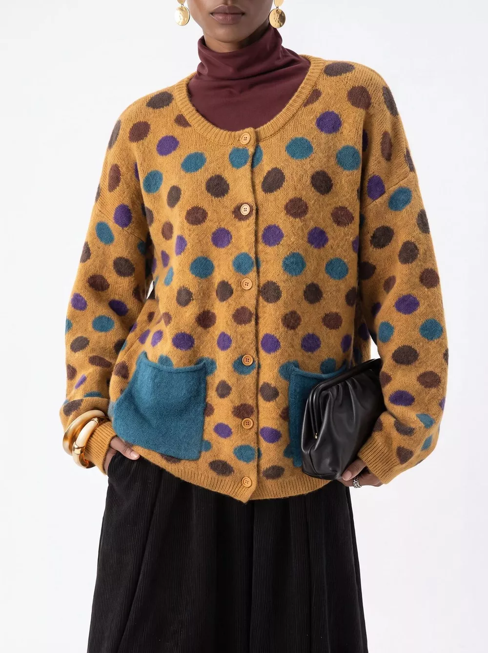 Full Size Polka Dot Button Down Cardigan Plus Size, image 2