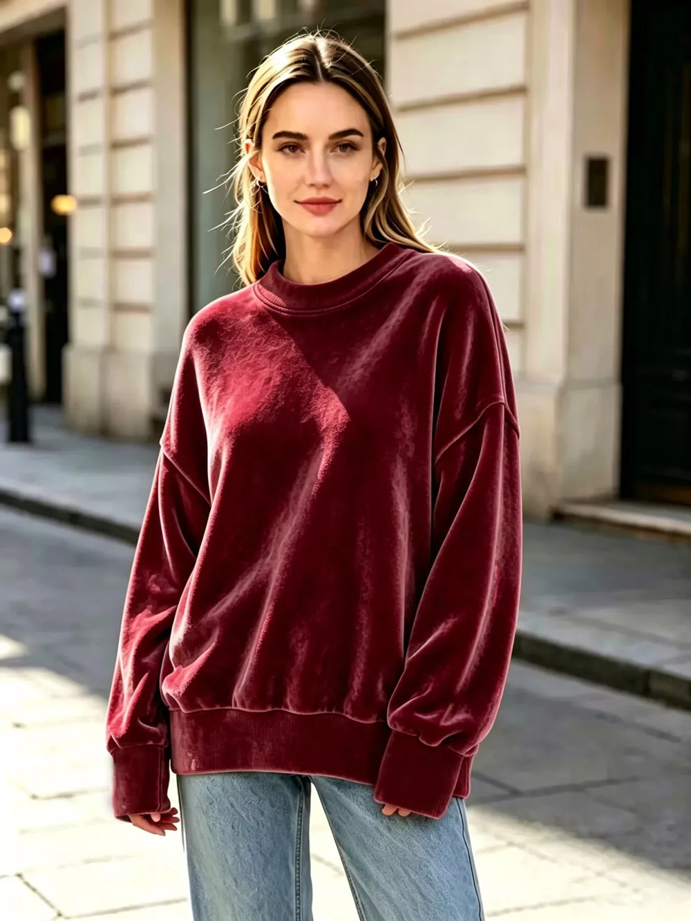 Full Size Oversized Dropped Shoulder Sweatshirt Plus Size, image 5