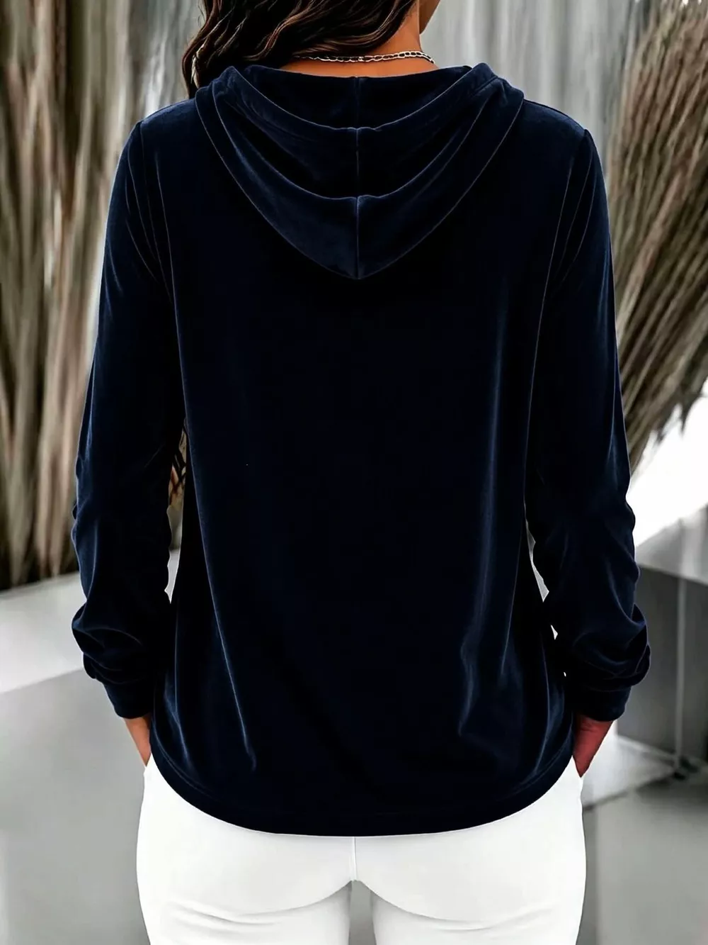 Full Size Drawstring Button Detail Hoodie Plus Size, image 10