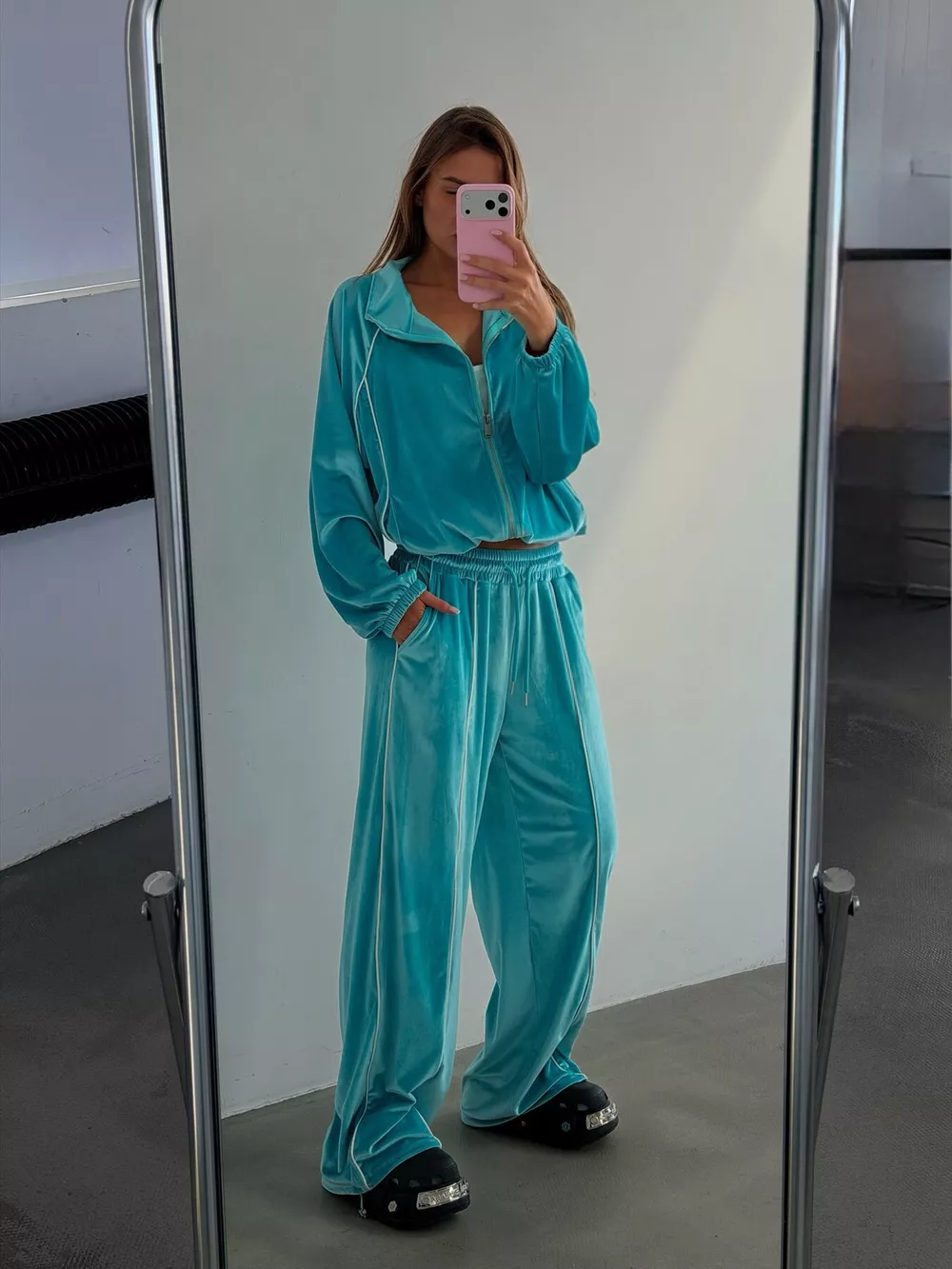 Zip Up Long Sleeve Top and Pants Set, image 5