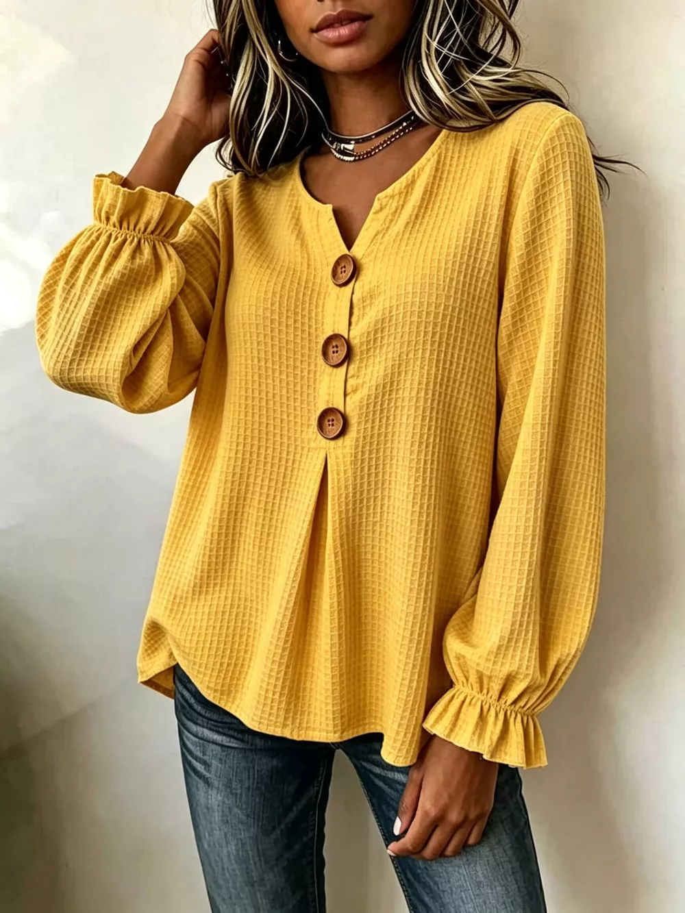 Waffle Knit Long Sleeve Top, image 18