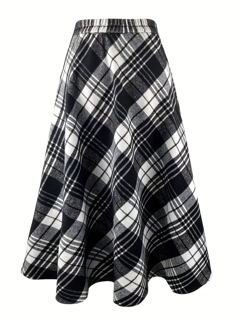 Plaid A-Line Midi Skirt with Pockets, image 4