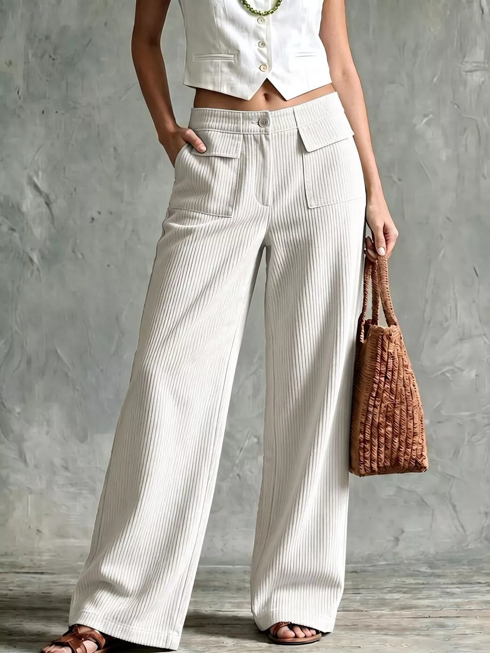 Full Size Wide-Leg Corduroy Pants Plus Size, image 2