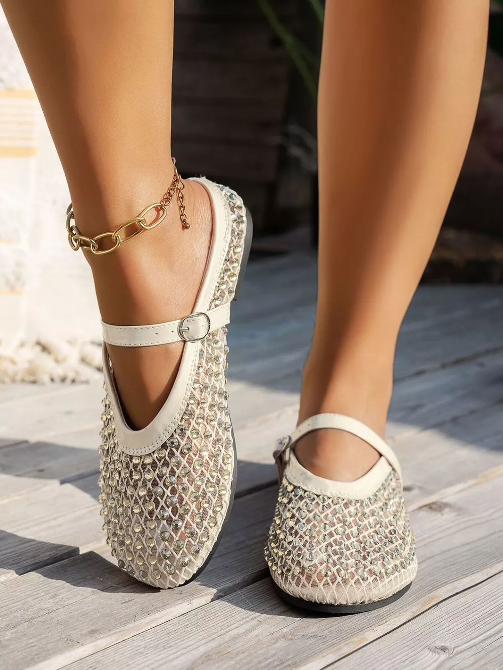 Sparkling Mesh Ballet Flats Sandals, image 7