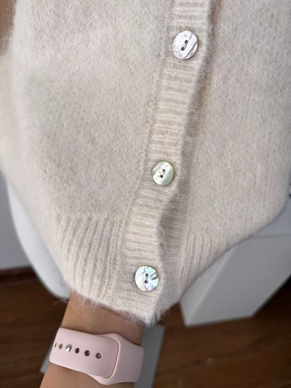 Fuzzy Knit Button-Down Cardigan, image 11
