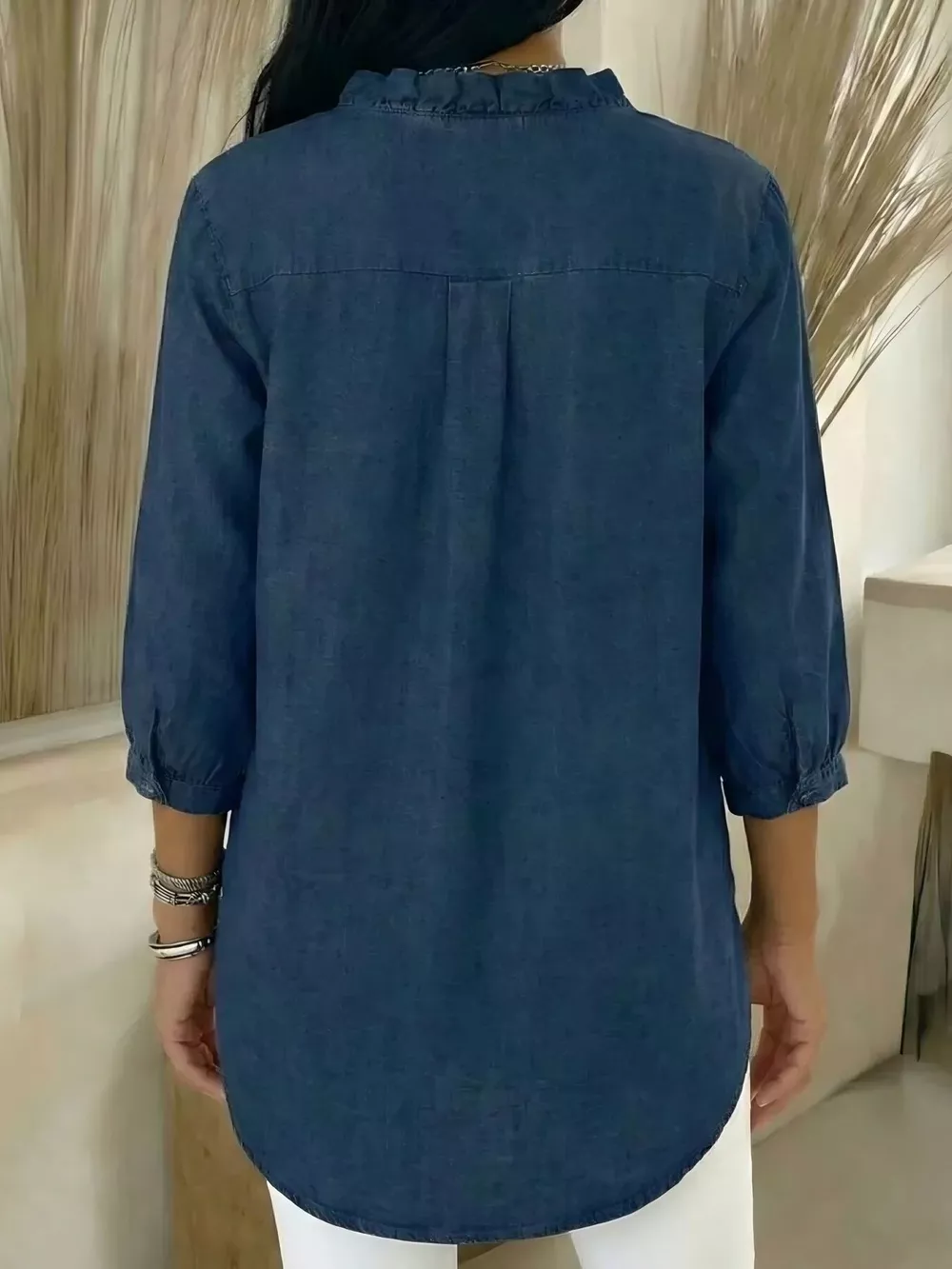 Full Size V-Neck Ruffled Button Down Shirt Plus Size, image 13