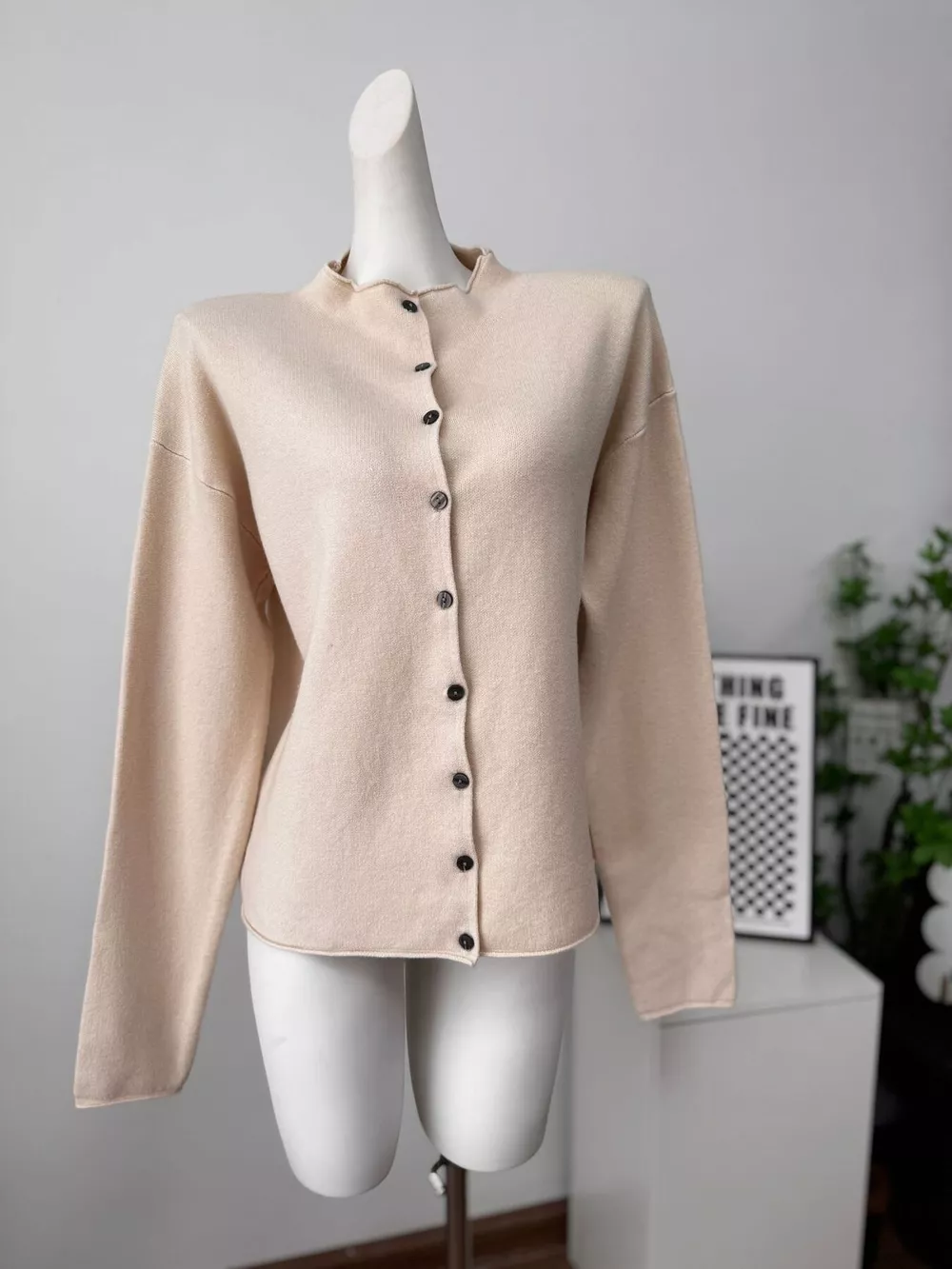 Mock Neck Button-Down Knit Cardigan, image 13