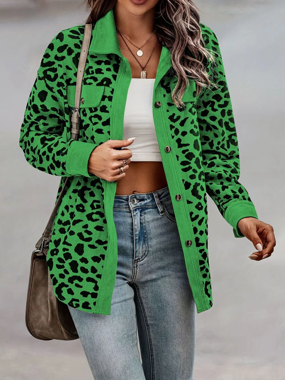 Full Size Leopard Print Button-Down Jacket Plus Size, image 18