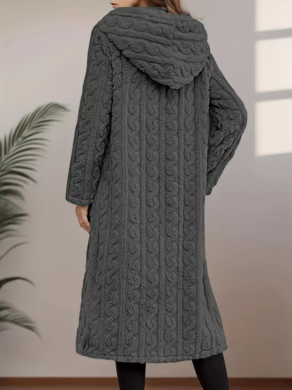 Cozy Hooded Button Up Longline Outerwear, image 15