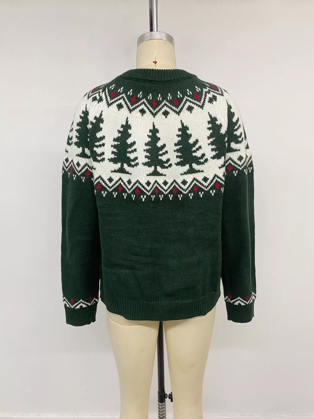 Christmas Tree Pattern Round Neck Sweater, image 14