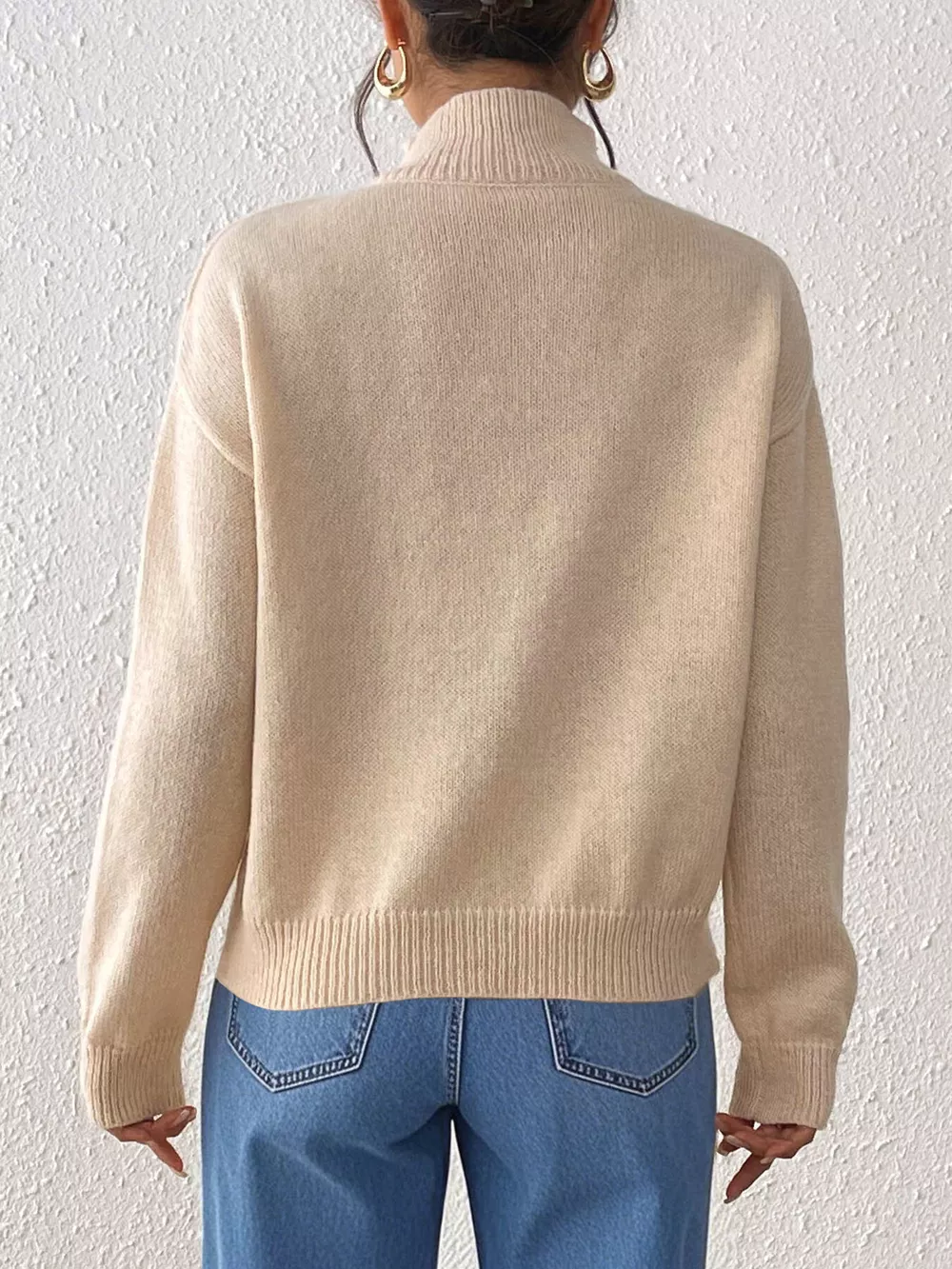 Floral Applique Turtleneck Sweater, image 4
