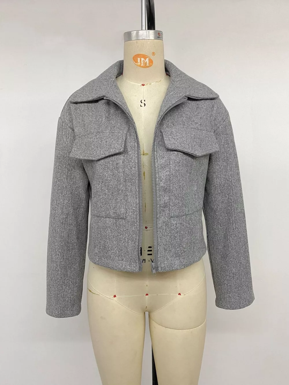 Zip Up Cropped Shacket with Flap Pockets, image 13