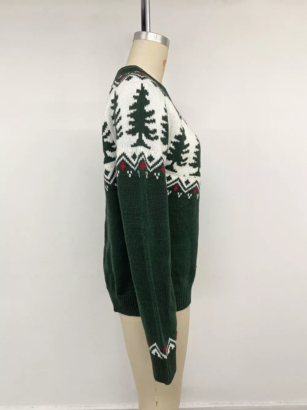 Christmas Tree Pattern Round Neck Sweater, image 13