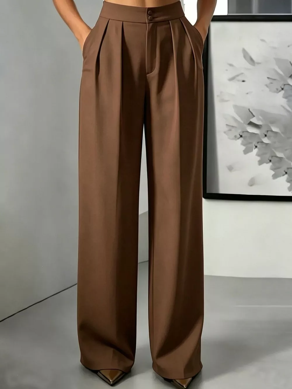 High-Waisted Pleated Wide-Leg Pants, image 15