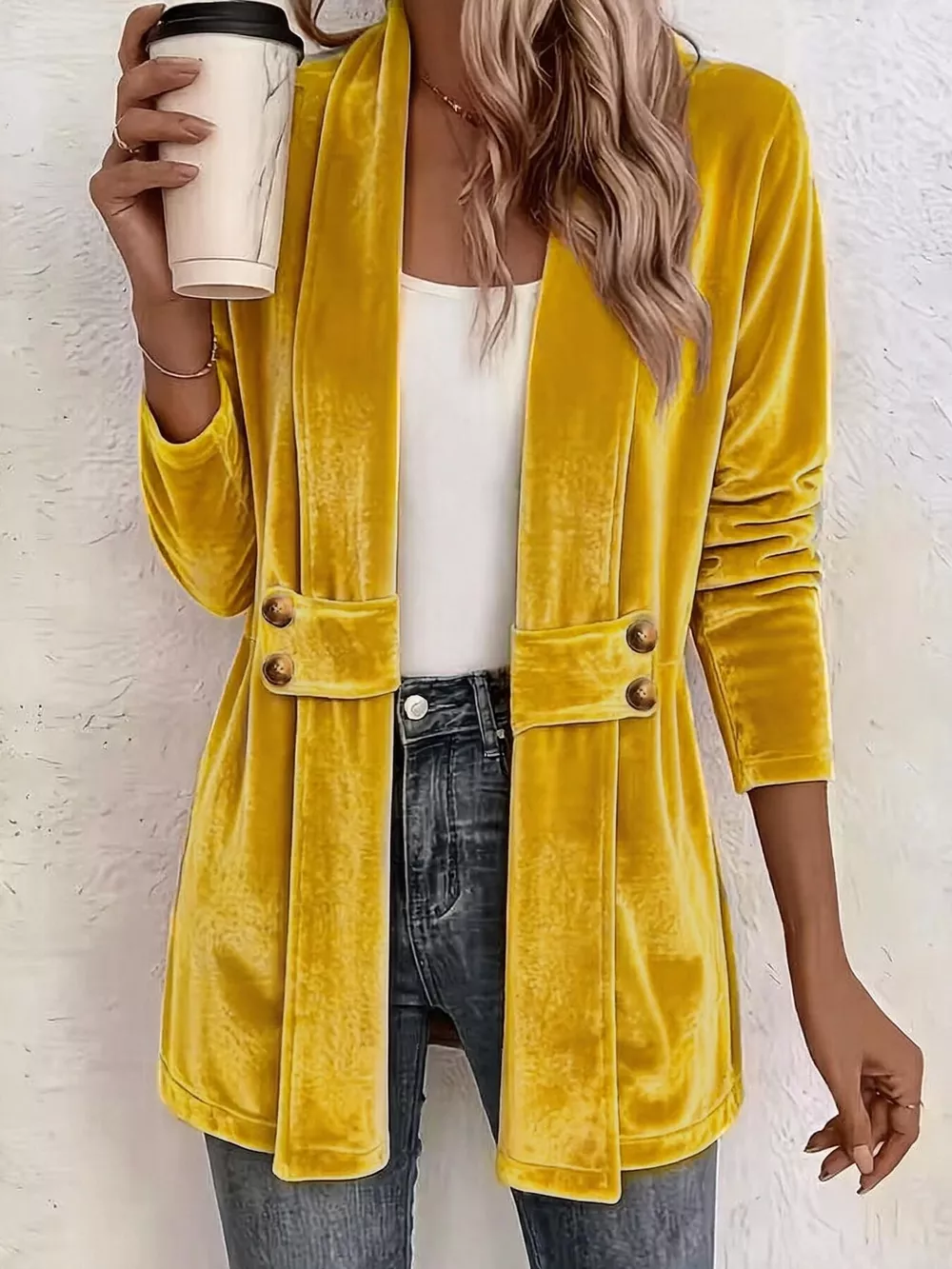 Full Size Velvet Open-Front Cardigan Plus Size, image 11