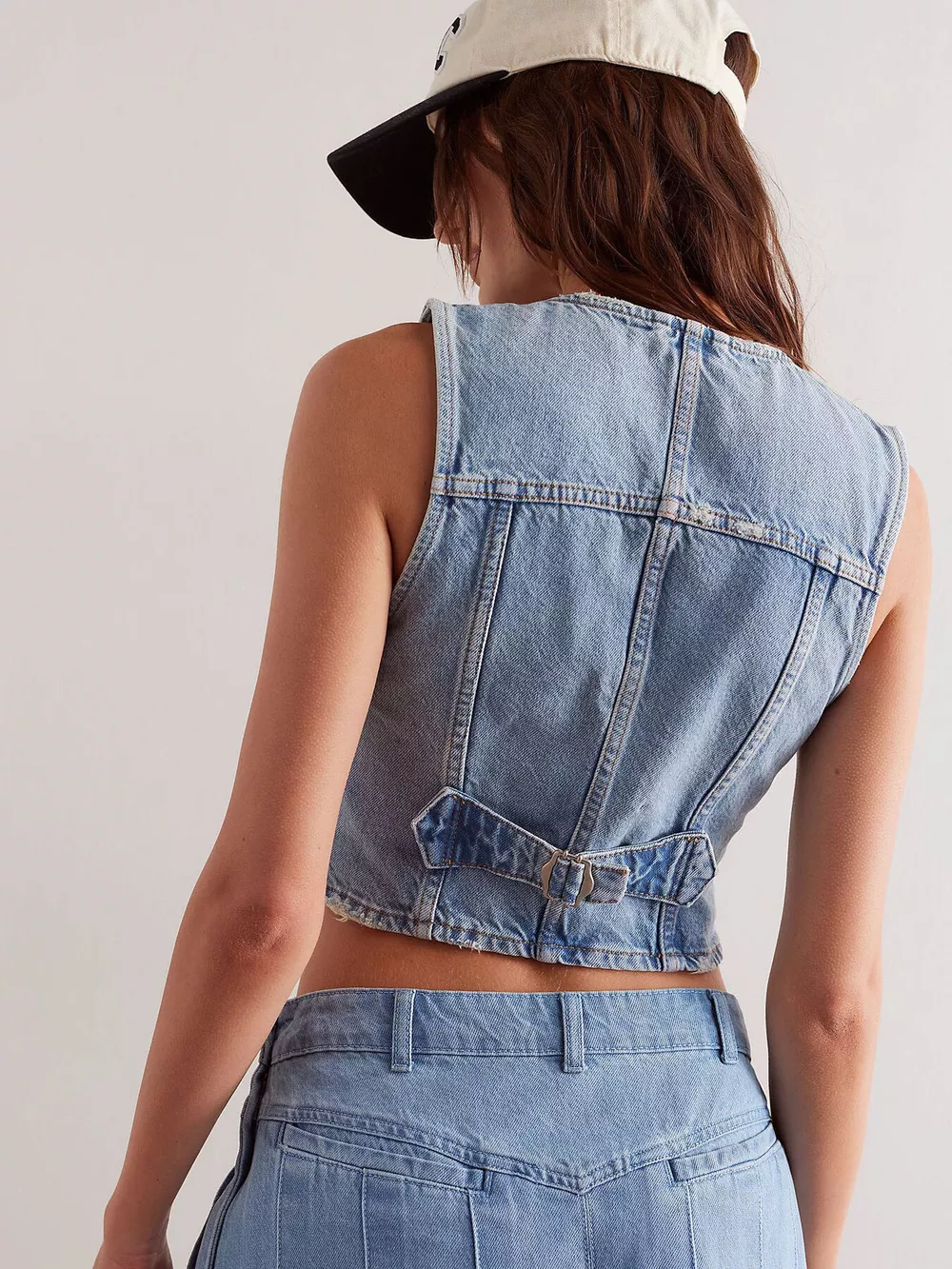 Acid Wash Button Up Denim Vest, image 5