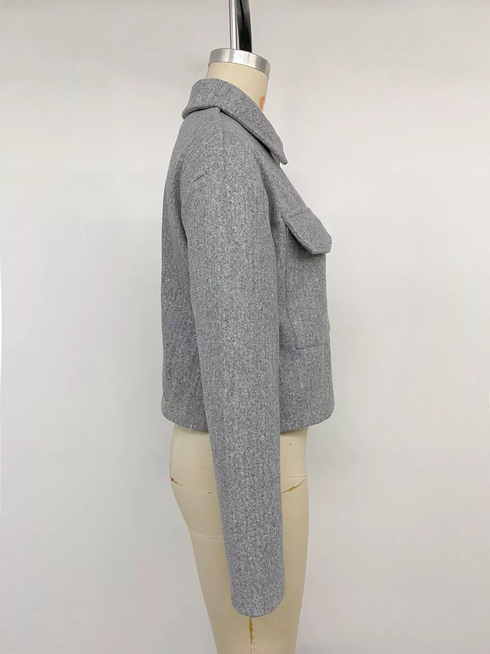 Zip Up Cropped Shacket with Flap Pockets, image 15