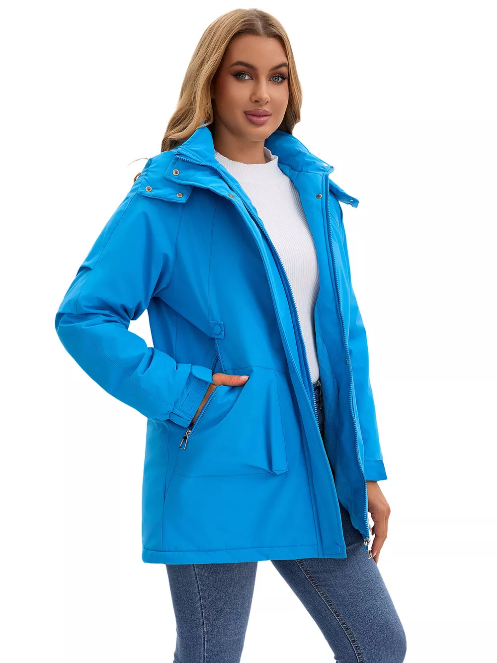 Full Size Hooded Mid-Length Windproof Outerwear Plus Size, image 13