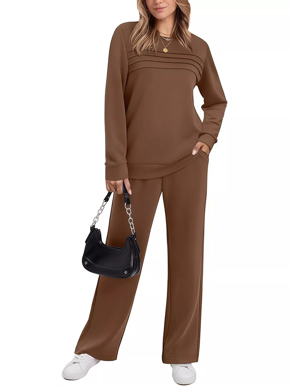 Full Size Casual Long Sleeve Top and Pants Set Plus Size, image 19
