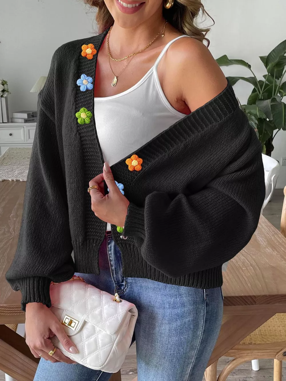 Flower Open Front Cardigan, image 13