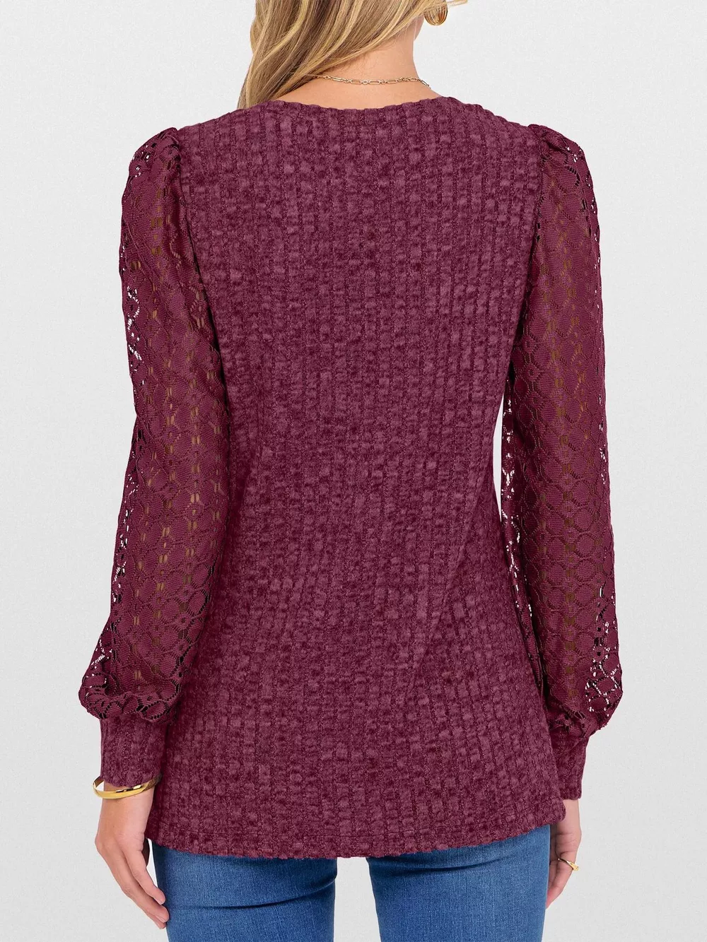 Lace Sleeve V-Neck T-Shirt, image 18