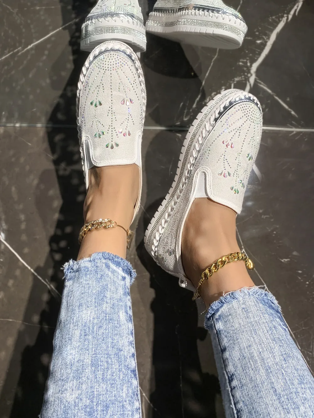 Rhinestone Embellished Platform Loafers, image 14