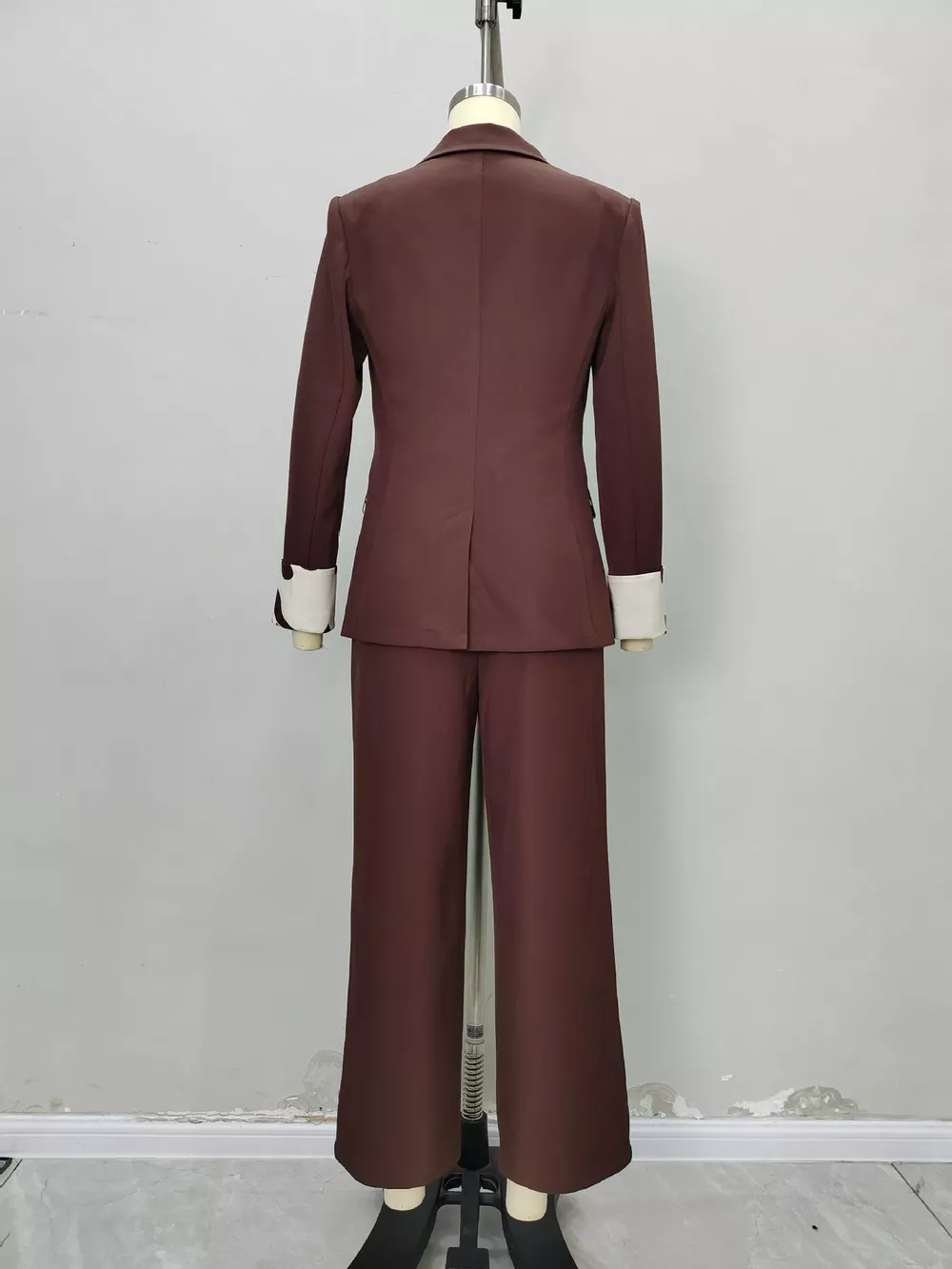 Lapel Collar Blazer and Wide Leg Pants Set, image 8