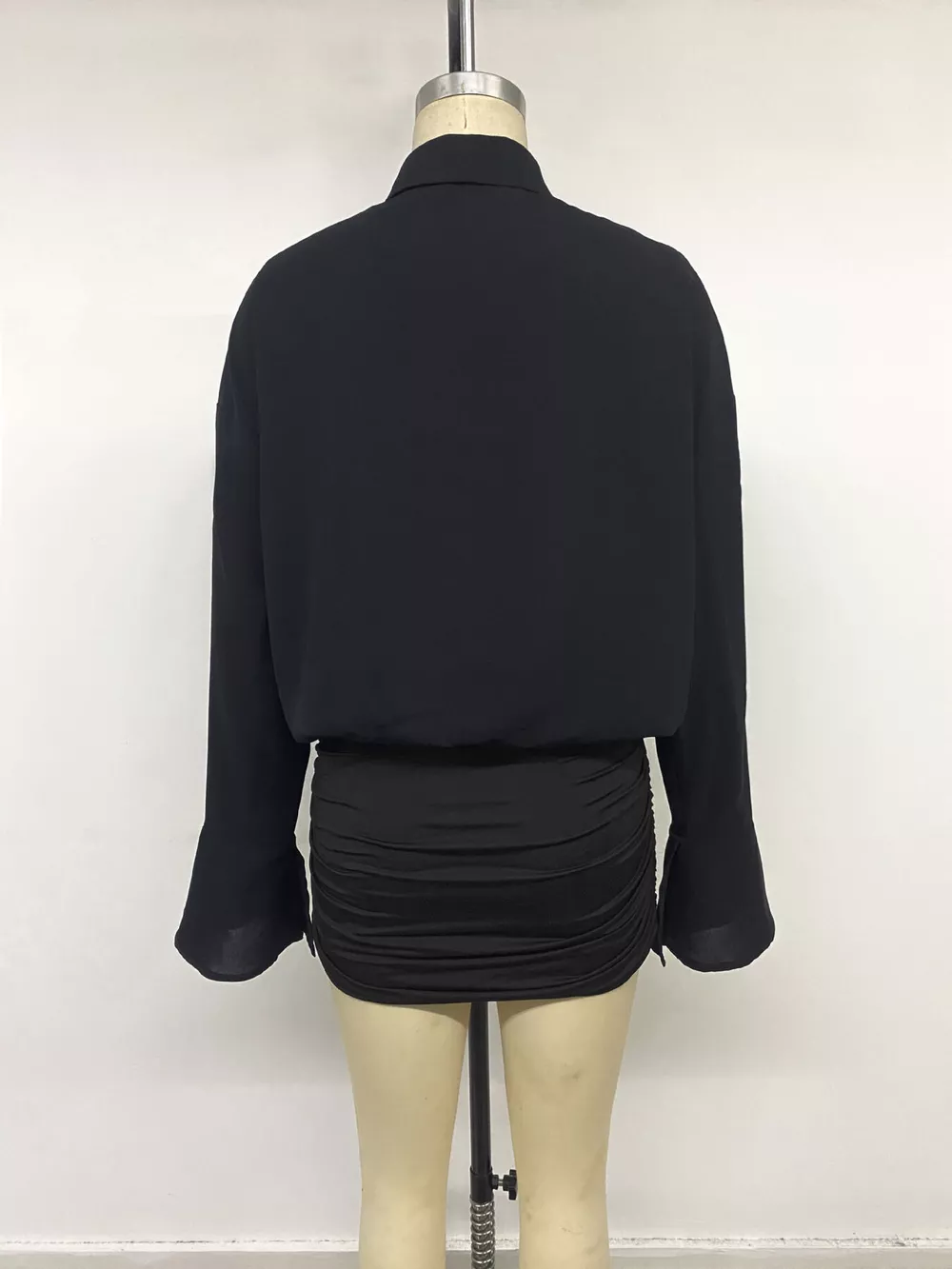 Button Front Flounce Sleeve Bodycon Shirt Dress, image 21
