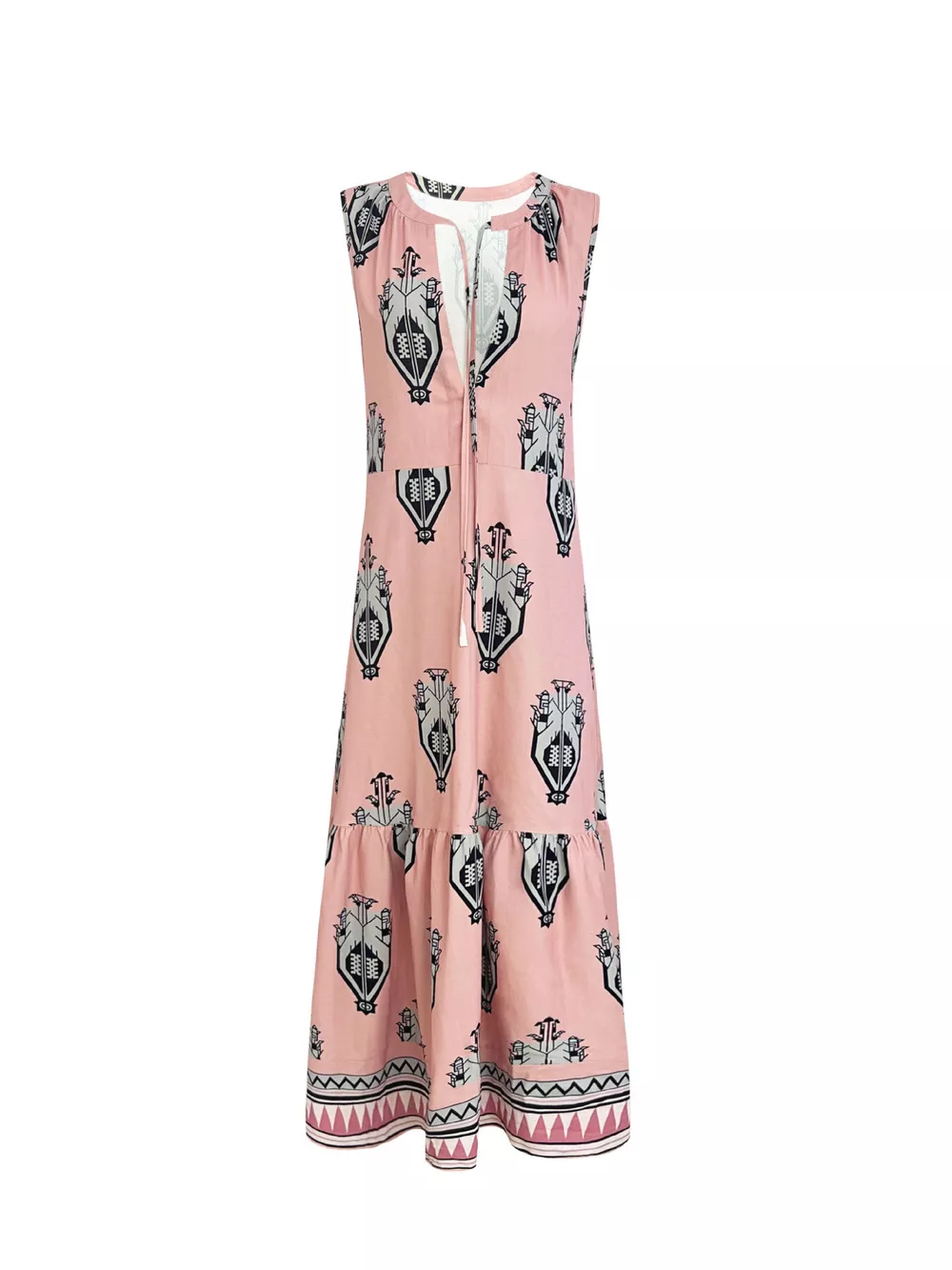 Printed Sleeveless Maxi Dress, image 3