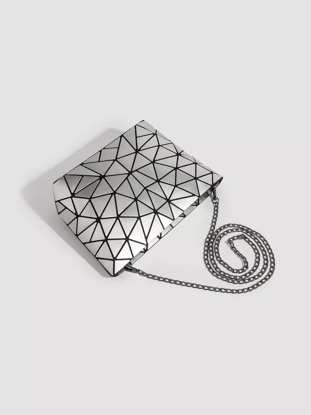 Geometric Metallic Crossbody Bag with Chain Strap, image 4