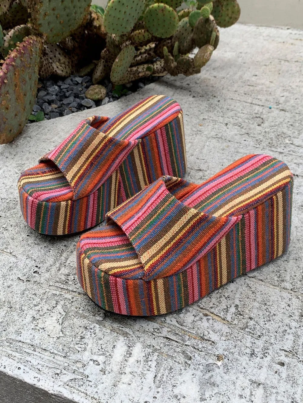 Striped Platform Wedge Sandals, image 10