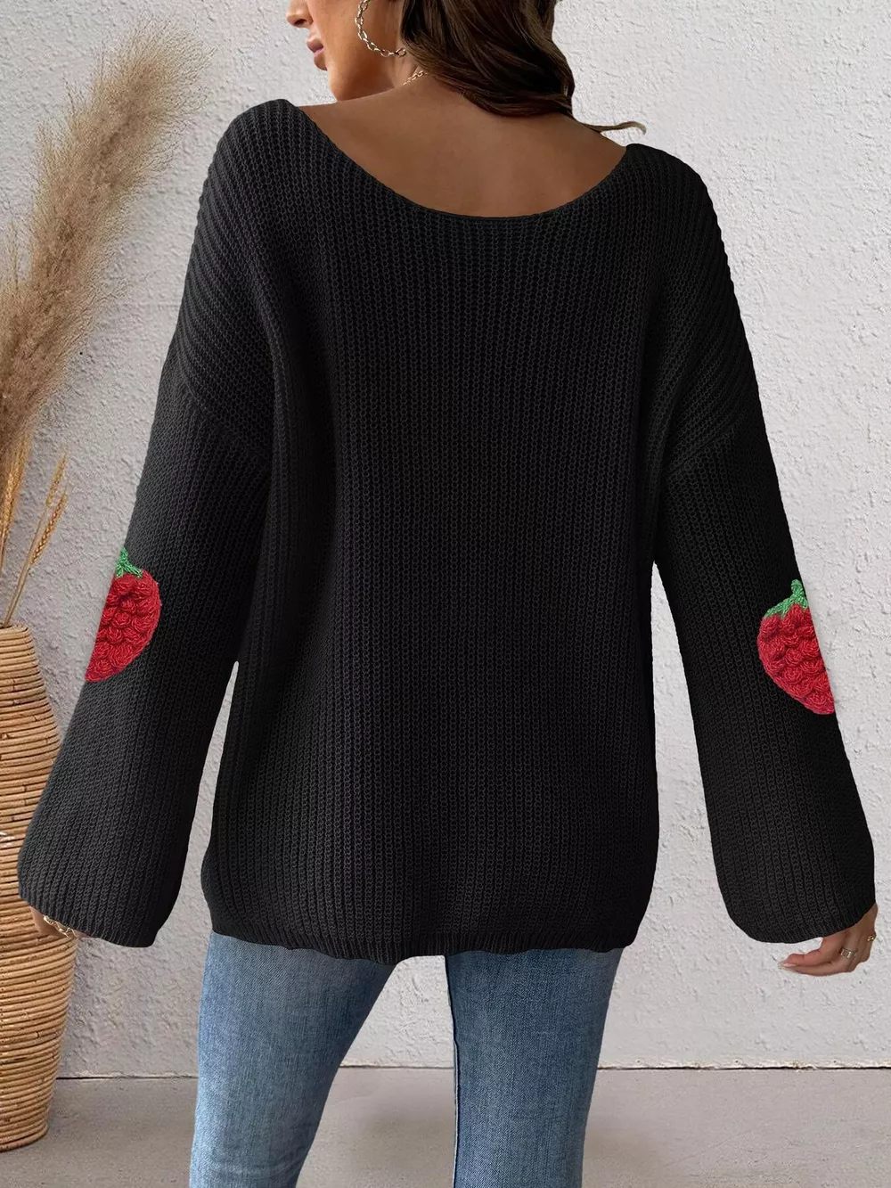 Strawberry Applique Oversized Sweater, image 8