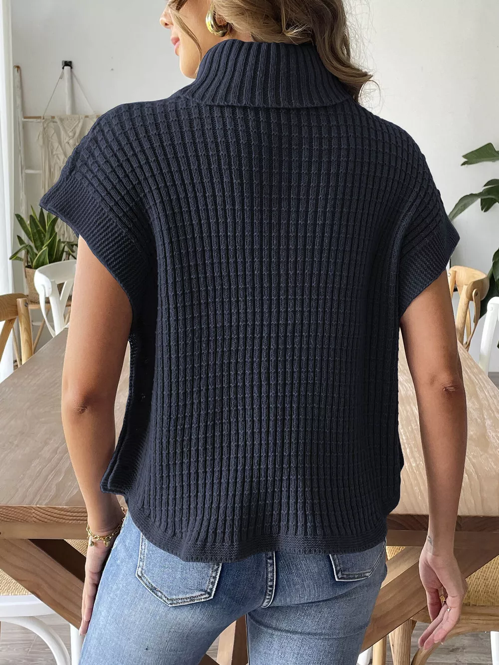 Ribbed Turtleneck Sweater with Side Button Detail, image 14