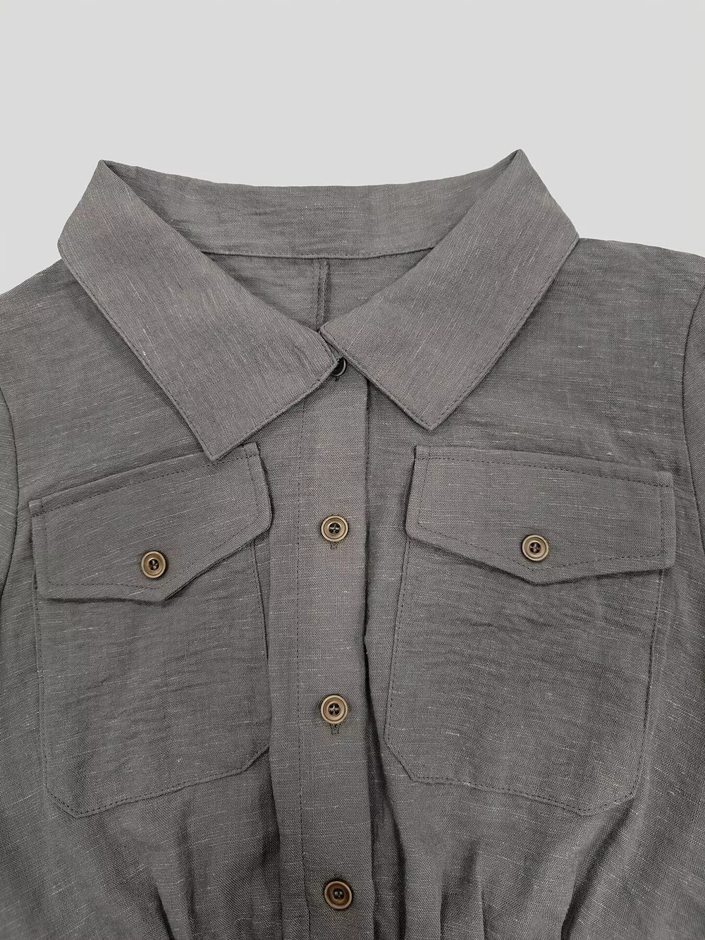 Button Front Long-Sleeve Jumpsuit, image 5